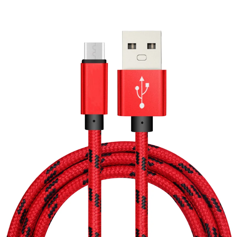 5V2A кабель для мобильного телефона Быстрая Зарядка Micro USB в клетку нейлоновый