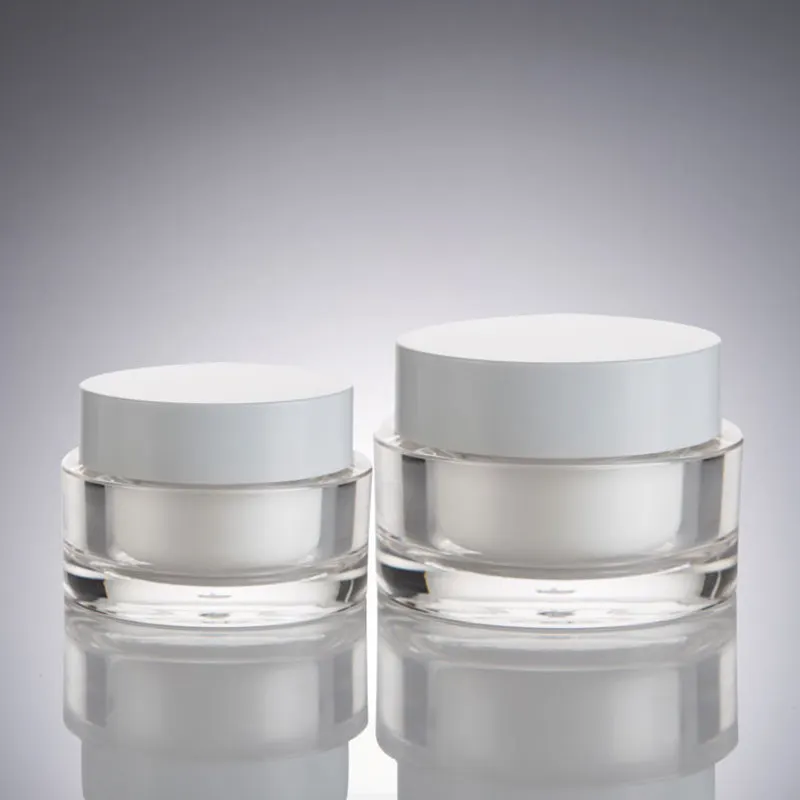 

30g 50g acrylic cream jar packaging bottle with white lid, transparent small container , Sample cosmetic cream pot F20171763