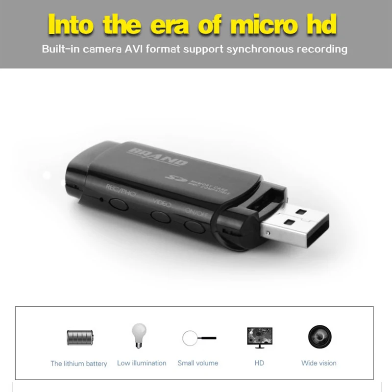 Мини камера HD видеокамера Обнаружение движения ночного видения мини DV DVR u диск USB