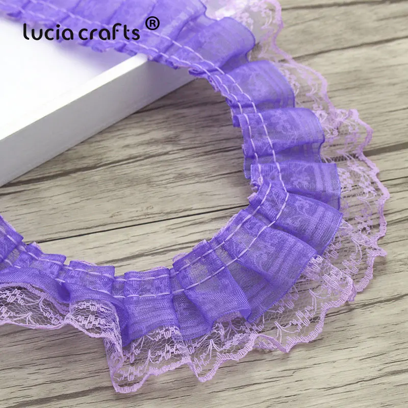 C6 Purple 2y 2 ярдов/8 ярдов 4,5 см вышитая кружевная отделка Лента ткань для шитья свадебного платья украшения головной убор материалы V0102 - Цвет: C6 Purple 2y