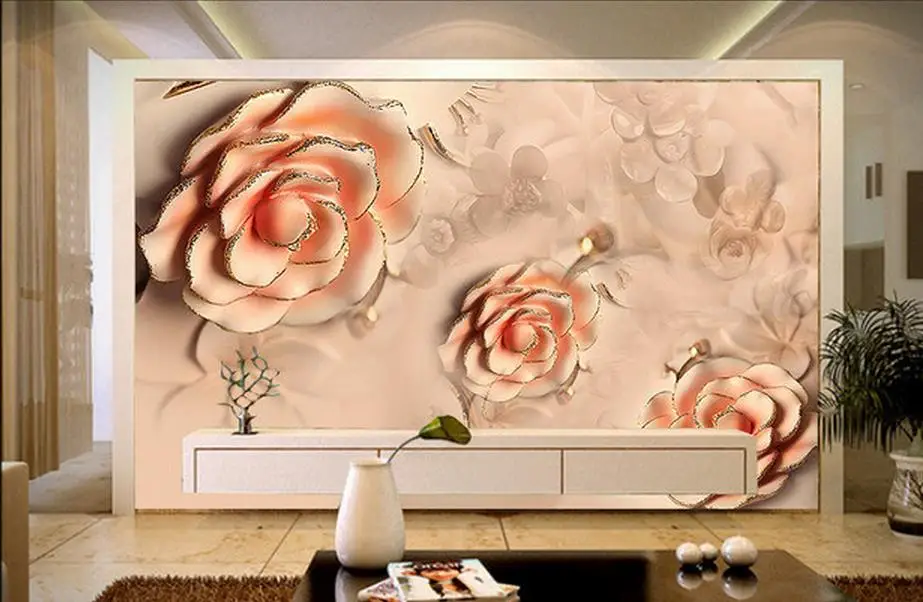 3d обои Роза Пион цветок Ретро Пномпень ТВ фон спальня фото 3d|photo wall paper|wall paper 3dwall |
