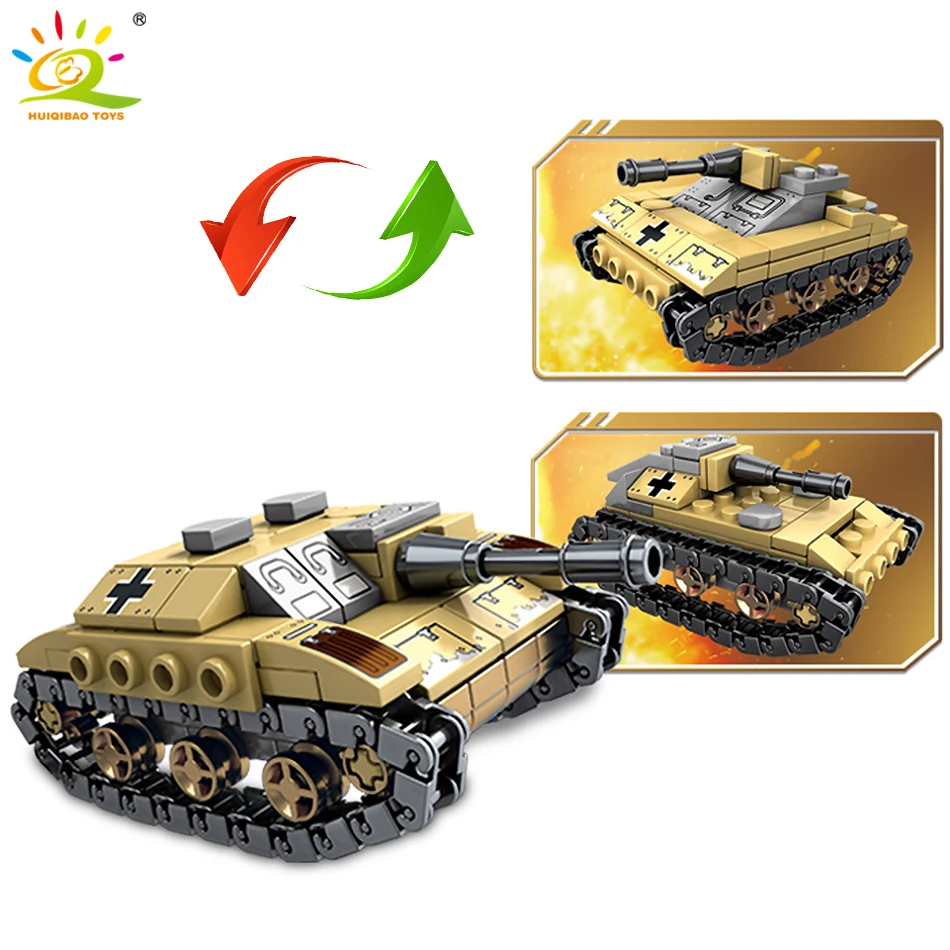 HUIQIBAO 1061 шт танк военный WW2 колесница игрушки строительные блоки оружие Танк Блоки