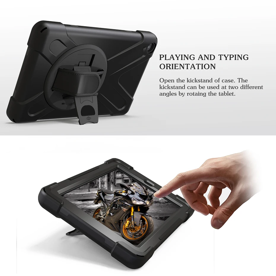 Вращающийся на 360 градусов чехол-подставка для Amazon Kindle Fire HD 8 HD8 с ремешком на руку противоударный мягкий силиконовый защитный чехол