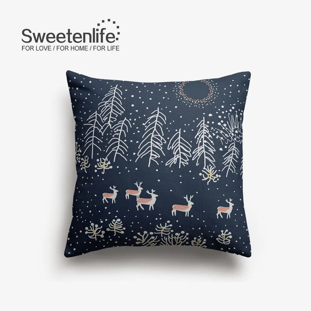 SL0268 Sweetenlife 50x50 см акварель узор Чехлы лесных оленей декоративная наволочка Рождество силуэты стул подушку - Цвет: SL0268