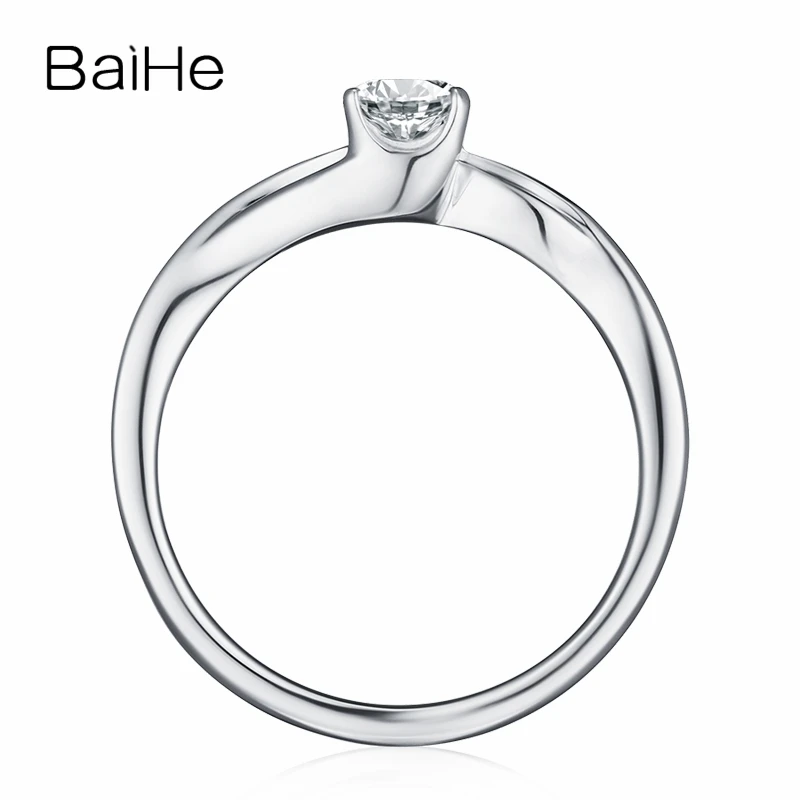 BAIHE однотонное 10K белое золото (AU417) сертифицировано 0.25ct круглый 100% муассанит