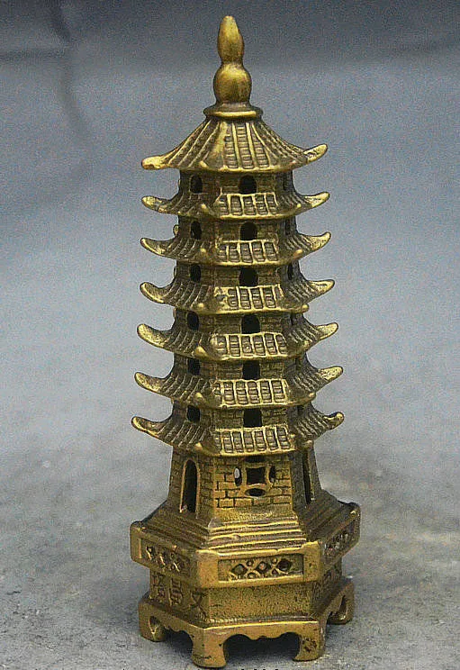 5 &quotКитайский буддизм латунь медь 7 этаж башня wenchang Stupa статуя пагоды|Статуи и
