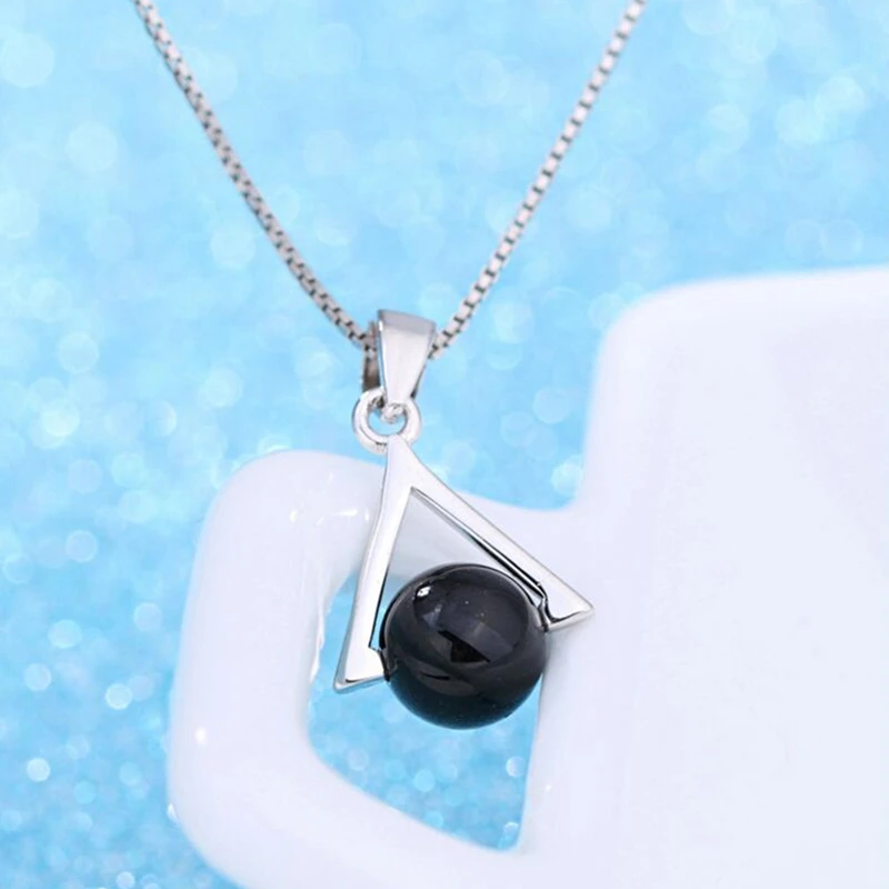 Черный кулон женский серебряный цвет ювелирные изделия простой и элегантный топ