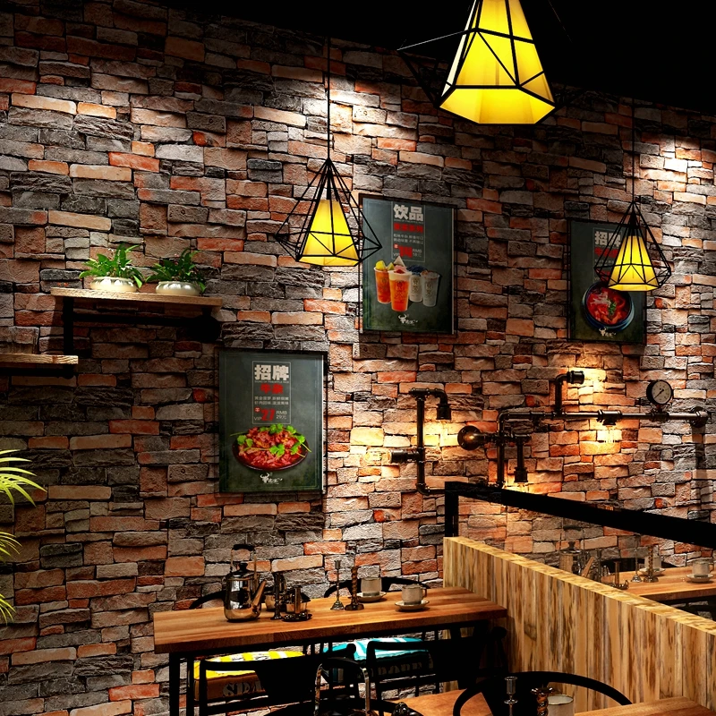 

Wallpapers YOUMAN 3D Vintage Wallpaper PVC Vinyl Black Brick Wall Paper Roll Restaurant Vinyl Wall Art Desktop Backgrounds Paper