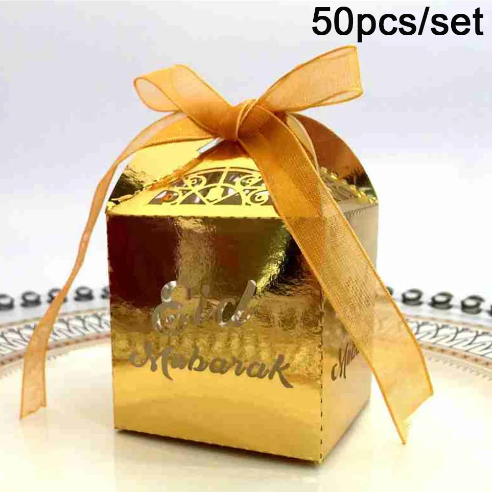 Eid Mubarak Gift OurWarm ИД Мубарак Подарочная коробка мусульманский фестиваль Декор баннер огни деревянная подвеска Исламская мусульманская молитва коврик Рамадан Карим Вечерние - Цвет: Eid Mubarak Gift