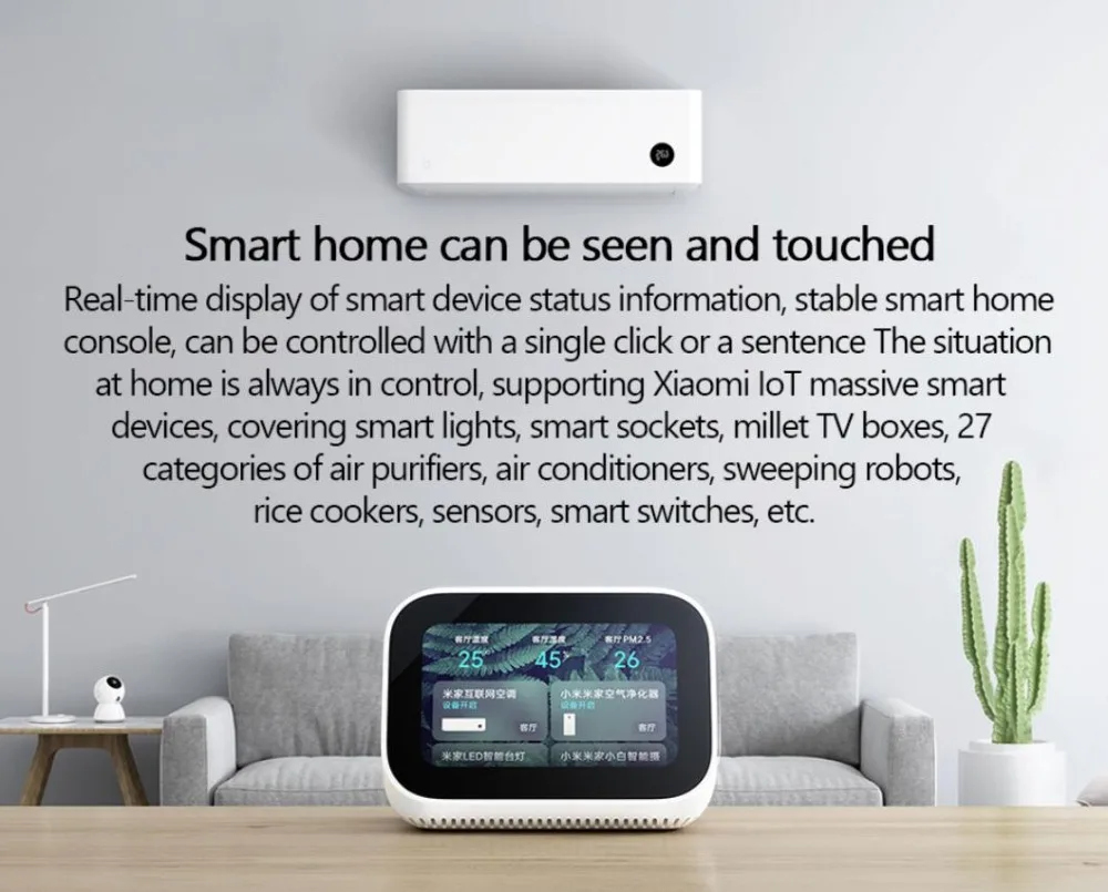 Xiaomi AI уход за кожей лица сенсорный экран Bluetooth 5,0 динамик цифровой дисплей Будильник Wi Fi Smart Connection с видео дверные звонки