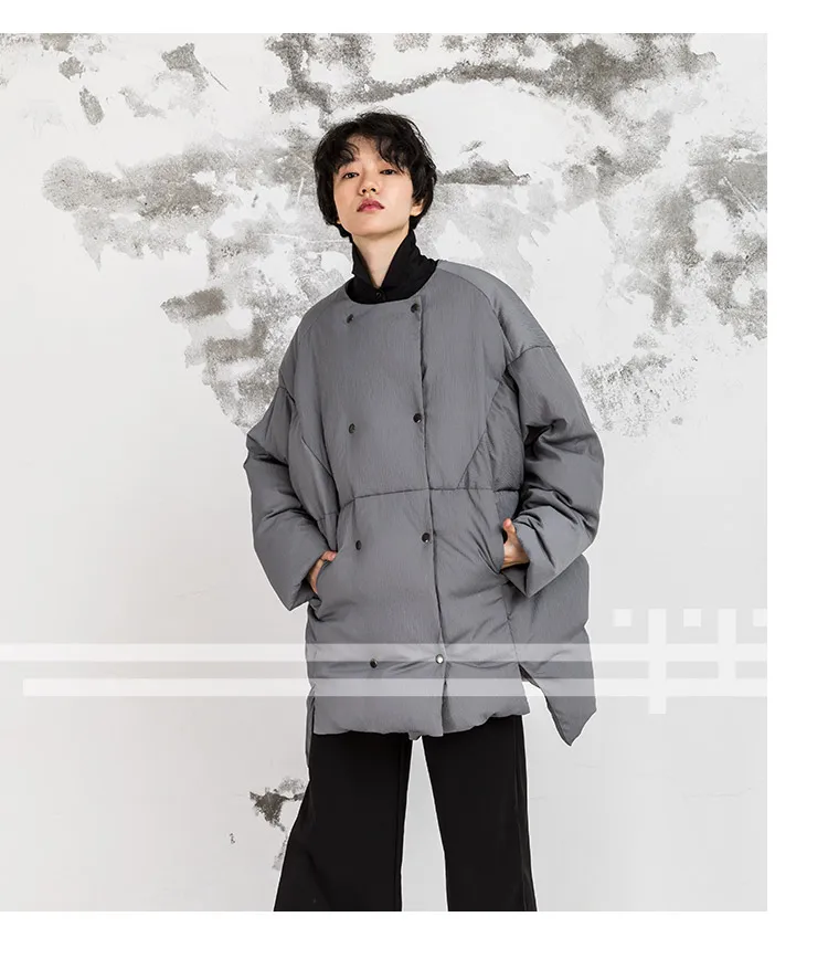 IRINAY212 Новая коллекция с шарфом двубортный oversize Асимметричный Зима белая утка подпушка куртка пальто для женщин