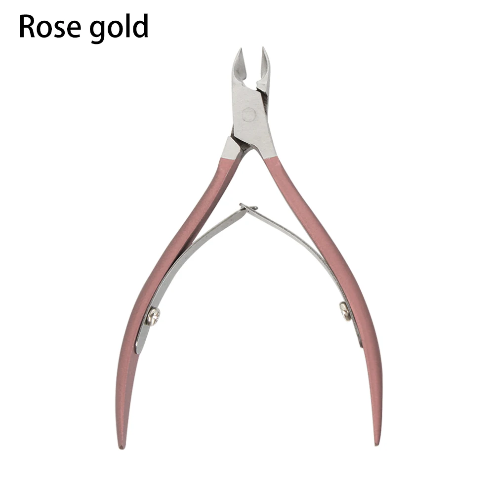 Rose gold Профессиональные щипцы для кутикулы на пальцах рук и ног из нержавеющей стали, машинка для стрижки ногтей, триммер, плоскогубцы, ножницы, инструмент для маникюра - Цвет: Rose gold