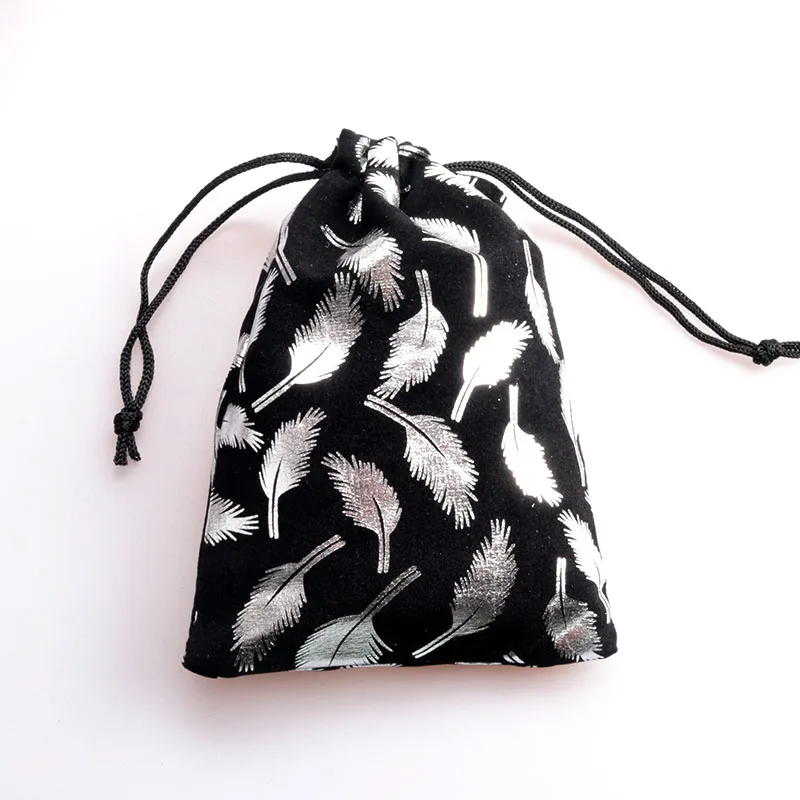 50pcs/lot 10x14cm Feather Design Velvet Bags Small Wedding Drawstring Gift Bag Pouches Cute Jewelry Candy Packaging | Дом и сад