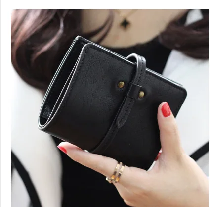 Фото Women PU Leather Small Wallet Female Cute Short Purse Lady Mini Card Holder Walet Portomonee with Coin Purse №2