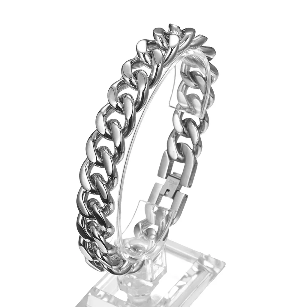 15mm 7-40inch Hot Stainless Steel Link Polished Silver Tone Cuban Curb Chain Mens Women Necklace Or Bracelet Jewelry Xmas Gift | Украшения