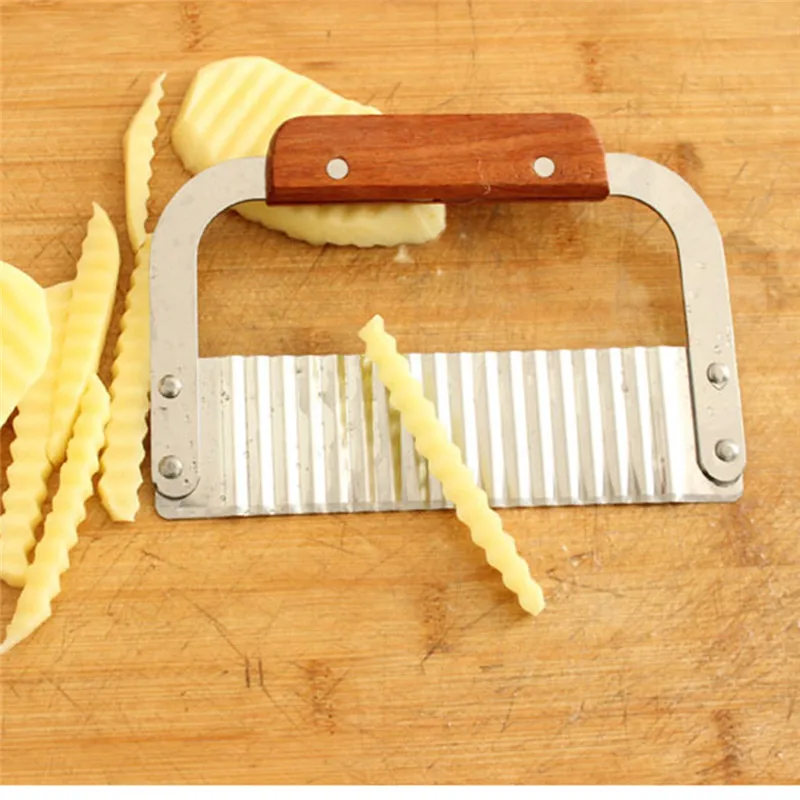 Новая Нержавеющая Сталь Широкий Коммерческая Crinkle Резак Гарнир картофеля Овощей