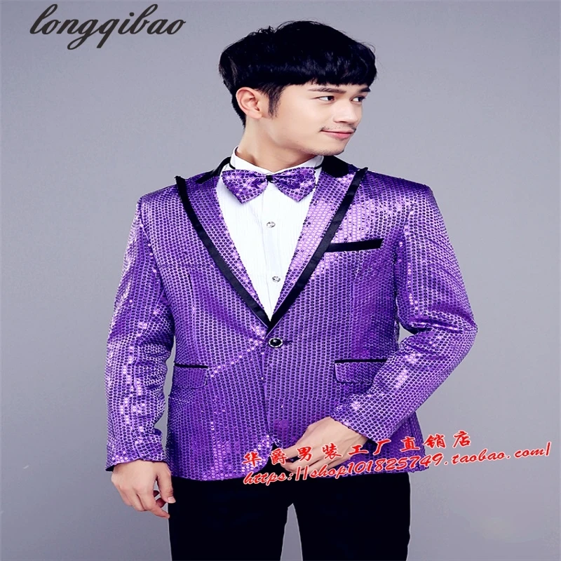 Мужские костюмы с блестками черно белые красные Пудровые жемчужные синие