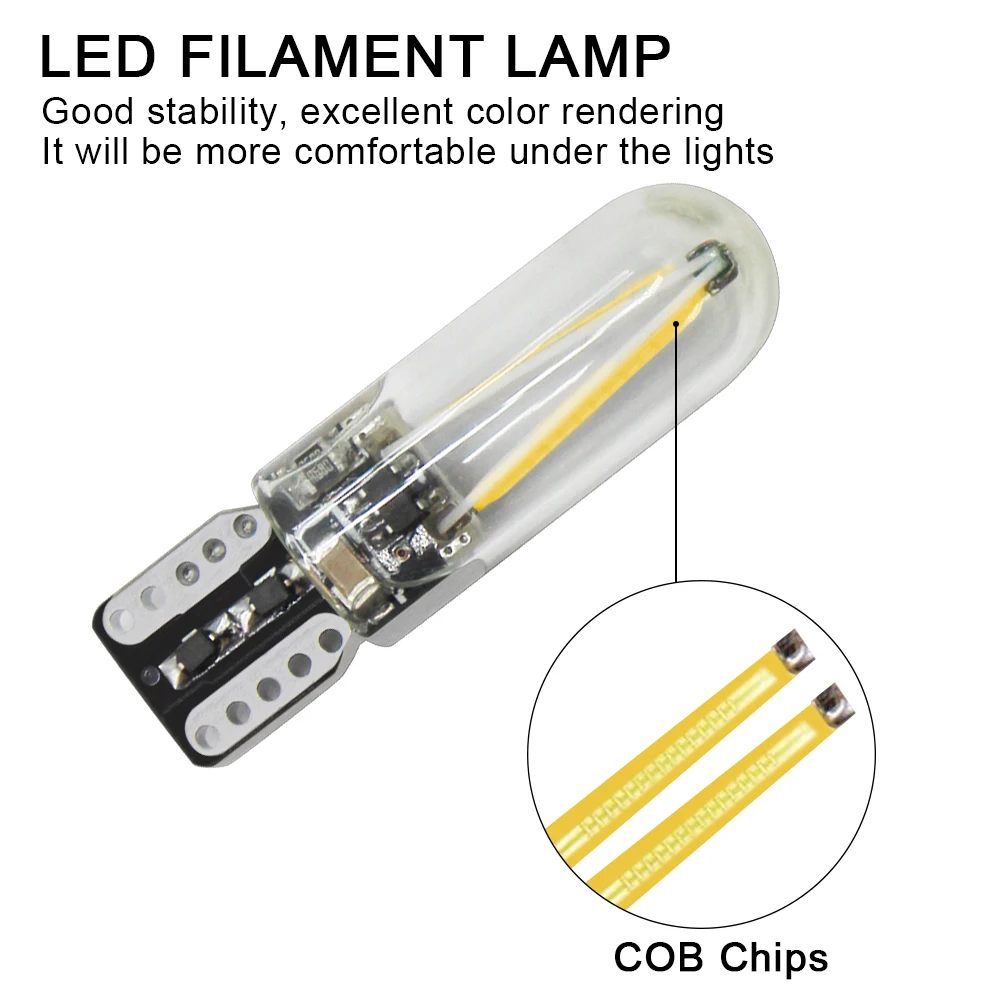 Современный автомобиль 10 шт T10 Led Автомобильный свет W5W 194 168 накаливания Cob стекло