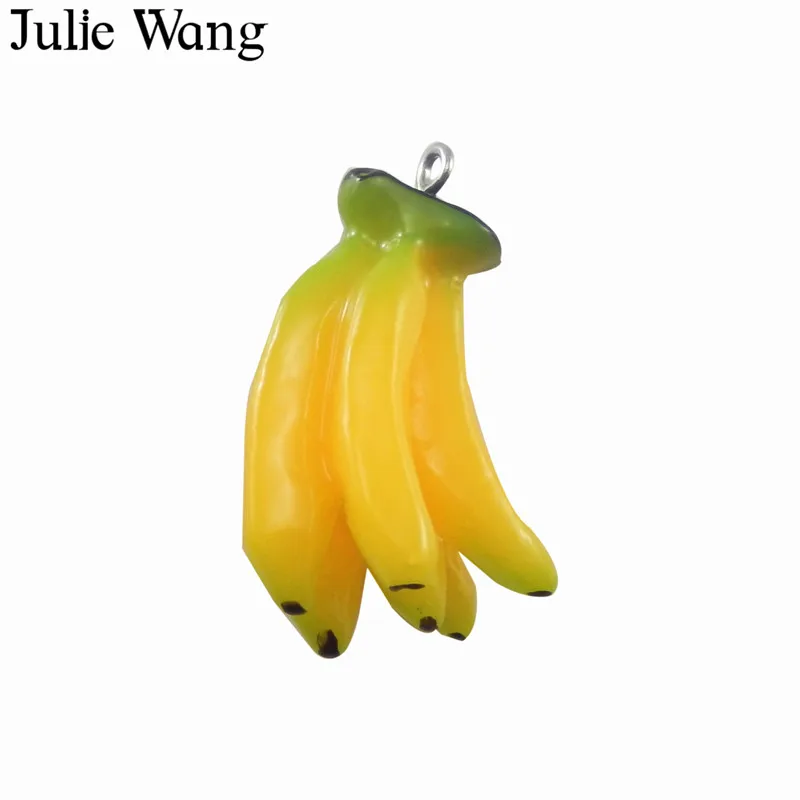 

Julie Wang 5pcs Resin Banana Fruit Charm For Necklace Pendant Earrings Jewelry Making DIY Accessories