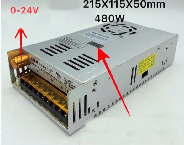 Входной переменный ток 110 В 220 480 Вт Выход 20A 0-24 регулируемый постоянный