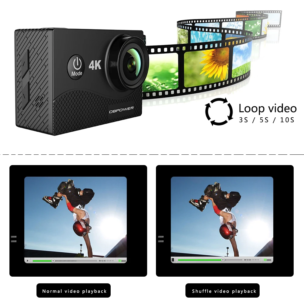 Dbpower Q8 4 К действие Камера 2.0 дюймов с Wi Fi HD К/30FPS Go Водонепроницаемый подводный