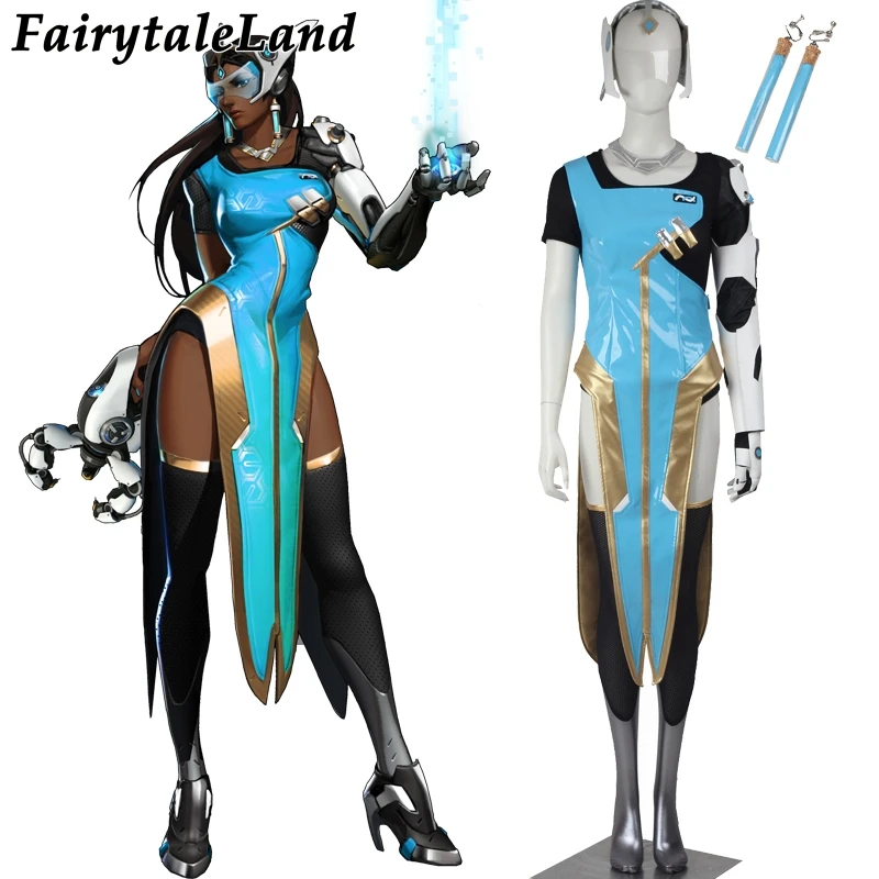 Костюм для косплея OW Symmetra Солдата 76 костюмы на Хэллоуин женский синий костюм