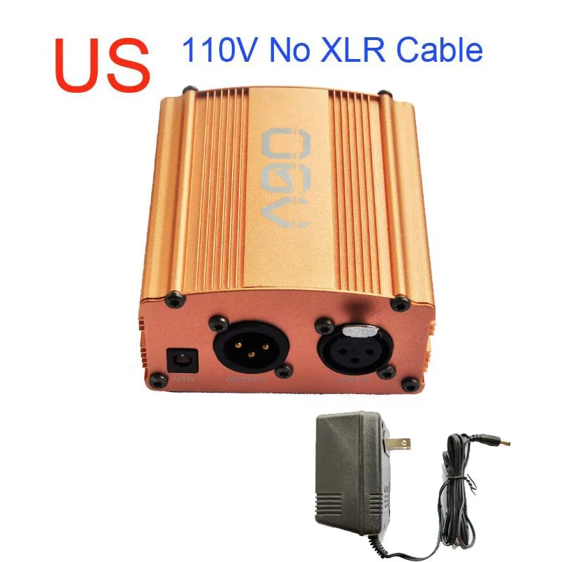 Фиолетовый OGV 48 В фантомный источник питания с одним XLR аудио кабелем и AC110V 220 в ЕС адаптер для конденсаторного микрофона Запись голоса - Цвет: Фиолетовый