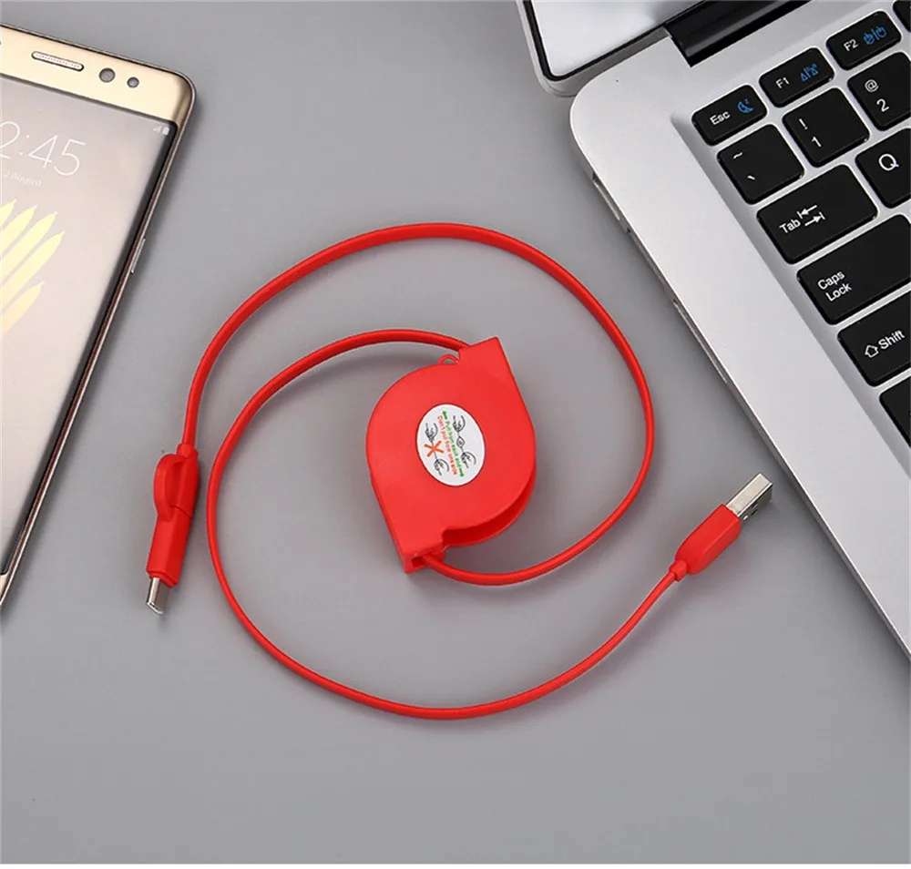 2 в 1 Micro USB и Type C выдвижной кабель для зарядного устройства м/3 фута универсальный