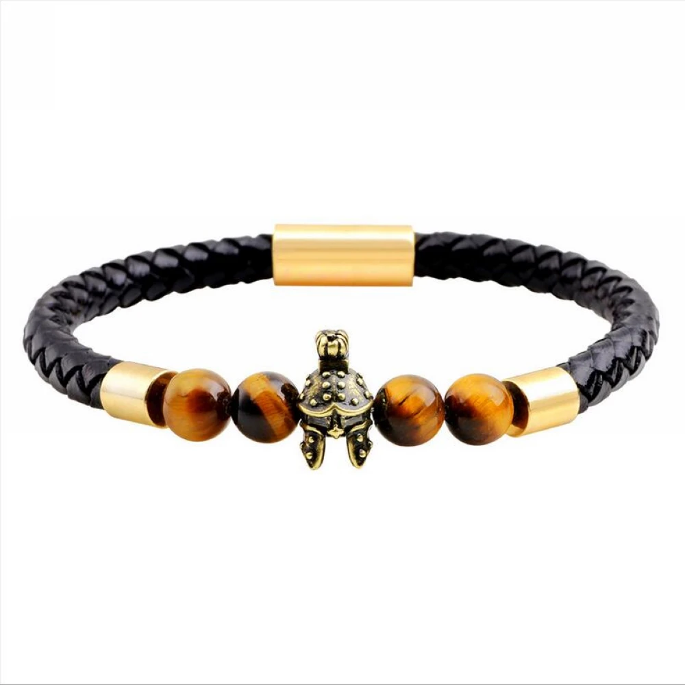 BRT0036 Volcano Lava Black Brown Helmet Bracelet with Restoring Ancient Jewelry | Украшения и аксессуары