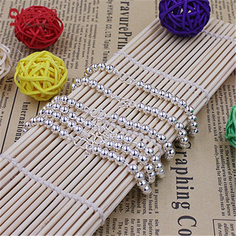 2020 распродажа низкая цена оптовая продажа браслет серебро 4 мм с бусинами женский