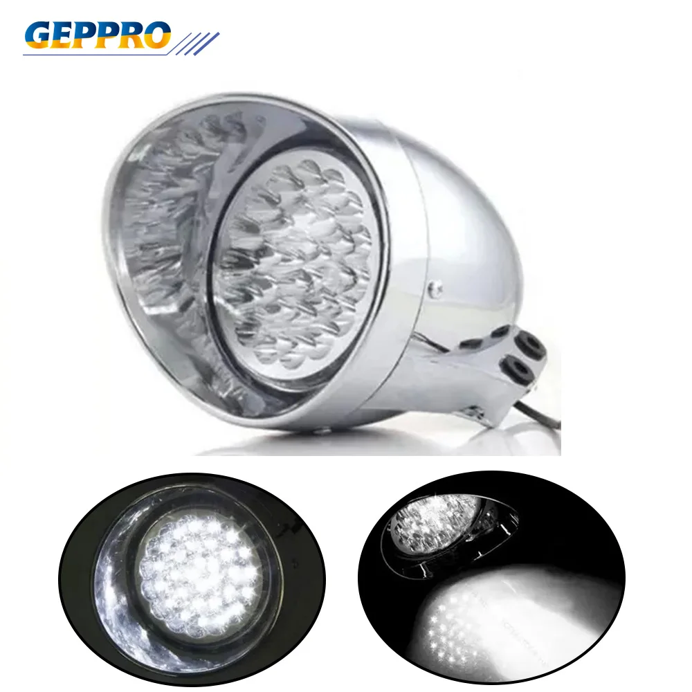 GEPPRO Новый 7 дюймовый Хромированный Светодиодный мотоциклетный светильник H4 для