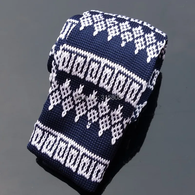 

Ikepeibao Navy White Skinny Knitted Narrow Ties Neck Tie Men''s Floral Necktie width:5cm