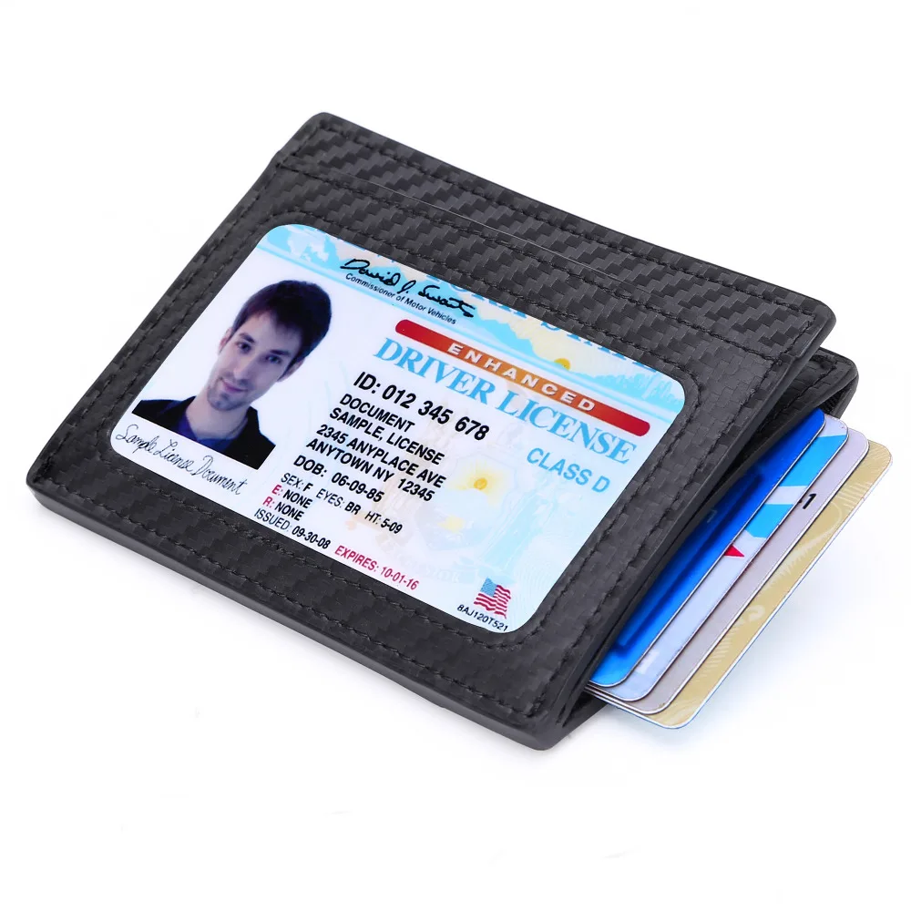 Kinzd Тонкий углеродного Волокно зажим для денег кошелек минималистский RFID