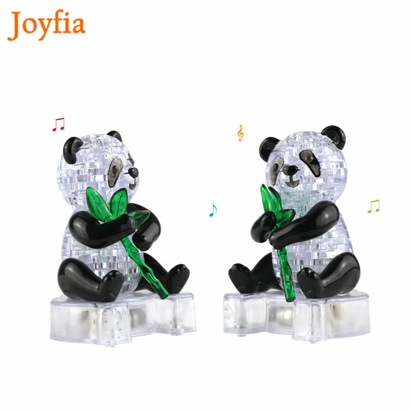 

DIY 3D Crystal Puzzle Cute Panda with Musical & Flashing Model Building Toy Birthday Gift Puzzle Toys Kids Intelligence Toys