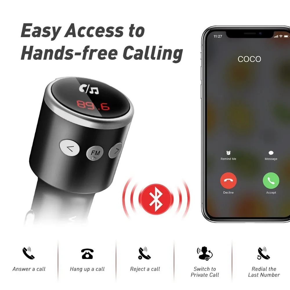 VicTsing fm передатчик Bluetooth Автомобильный QC3.0 беспроводной 4 2 радио адаптер Hands Free Dual