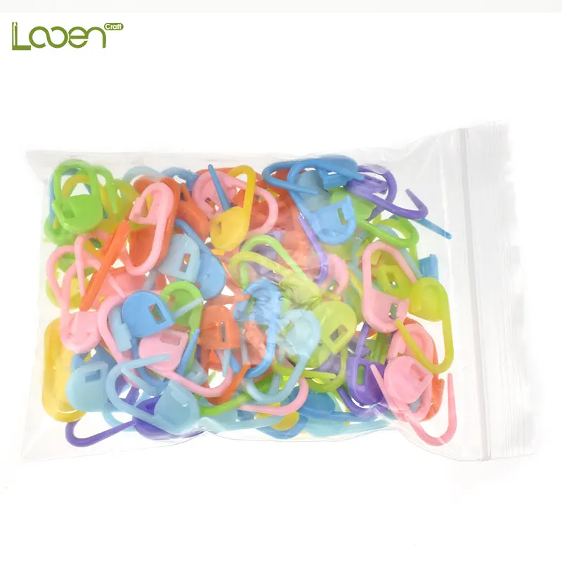Бренд Looen, 100 шт./лот, высокое качество, смешанные цвета, мини подставка для вязания игл, зажим для рукоделия, вязание крючком, фиксирующий стежок, пластиковые маркеры, крюк