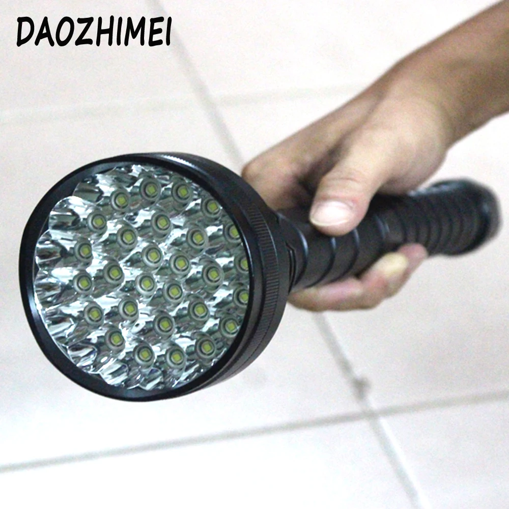 구매 XML-T6 X28 LED 손전등 전술 토치 28T6 랜턴 26650 플래시 라이트 야외 사냥 + 4*26650 배터리 + 충전기