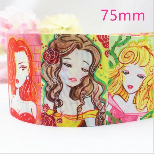 5 yards Yjhsmy 165737f1, "(75 мм) мультфильм печатных Grosgrain ленты 5 метров полушерстяной лентой, ручной работы DIY материалы - Цвет: 5 yards