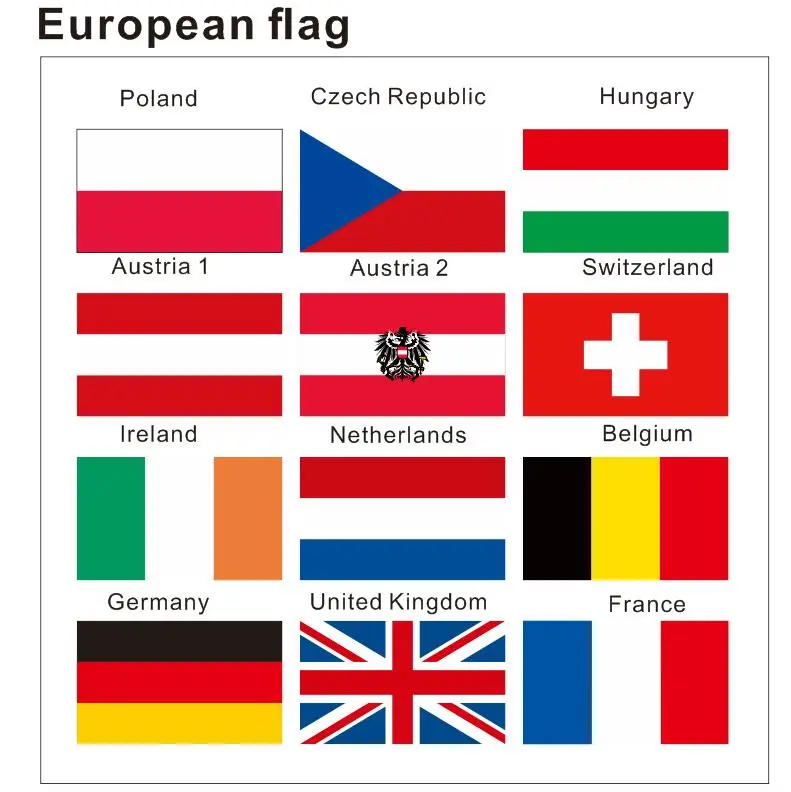 

KAFNIK,80G silk screen printing3*5ft European flag Poland/Czech/Netherlands/Belgium/Germany/UK/France flags for home decoration