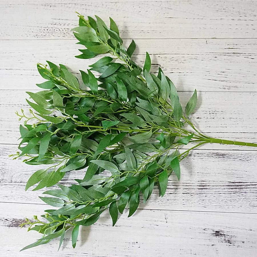 green Искусственная ива, листья, зеленые, белые искусственные растения, сделай сам, искусственный букет, искусственные листва для дома, свадьбы, вечерние, лесные украшения - Цвет: green