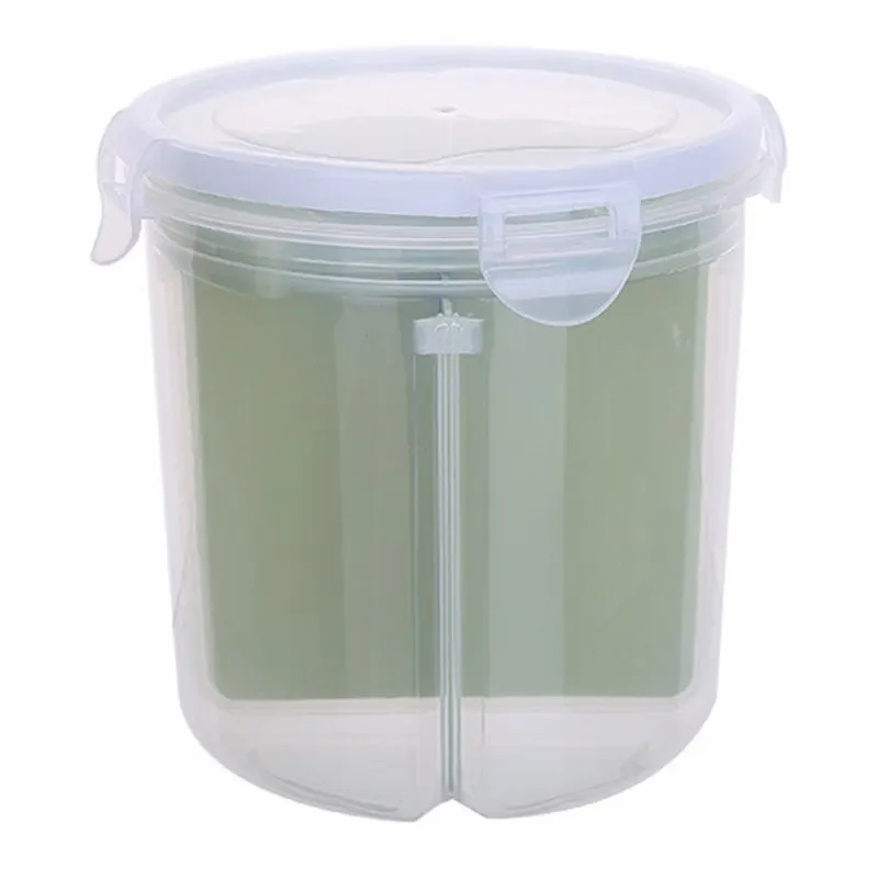 small green FUNIQUE рис бобы Stoarge Jar с крышкой уплотнения 4 решетки Холодильник Хранения Пищи Контейнер пластиковый кухонный ящик для хранения - Цвет: small green