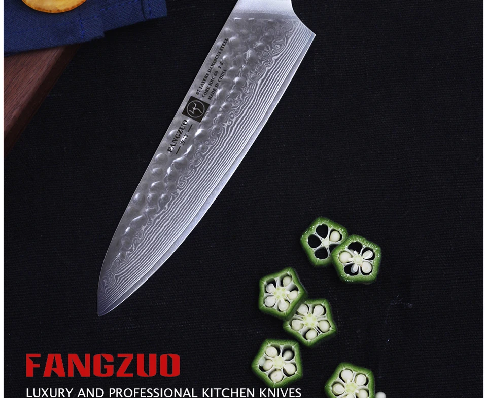 FANGZUO 5 дюймов Универсальный нож 67 слоев японской дамасской стали кухонный нож острый многоцелевой резак ножи Палисандр Ручка