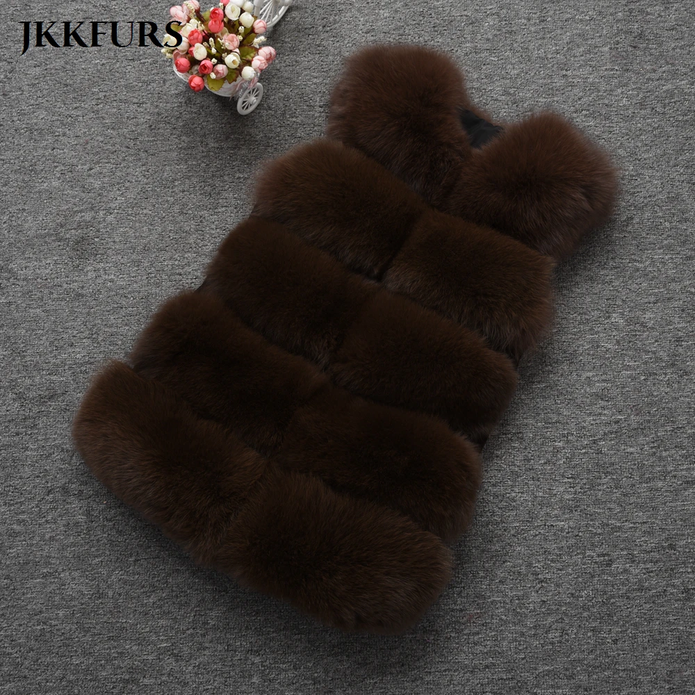 JKKFURS Новые поступления Для женщин реальные жилеты из лисьего меха теплые зимние мягкий жилет модный жилет толстый слой S1466