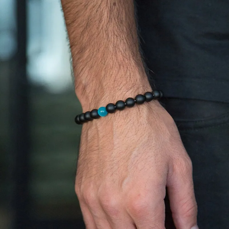 Браслет с бусинами из опала для мужчин и женщин черный женский исцеляющий