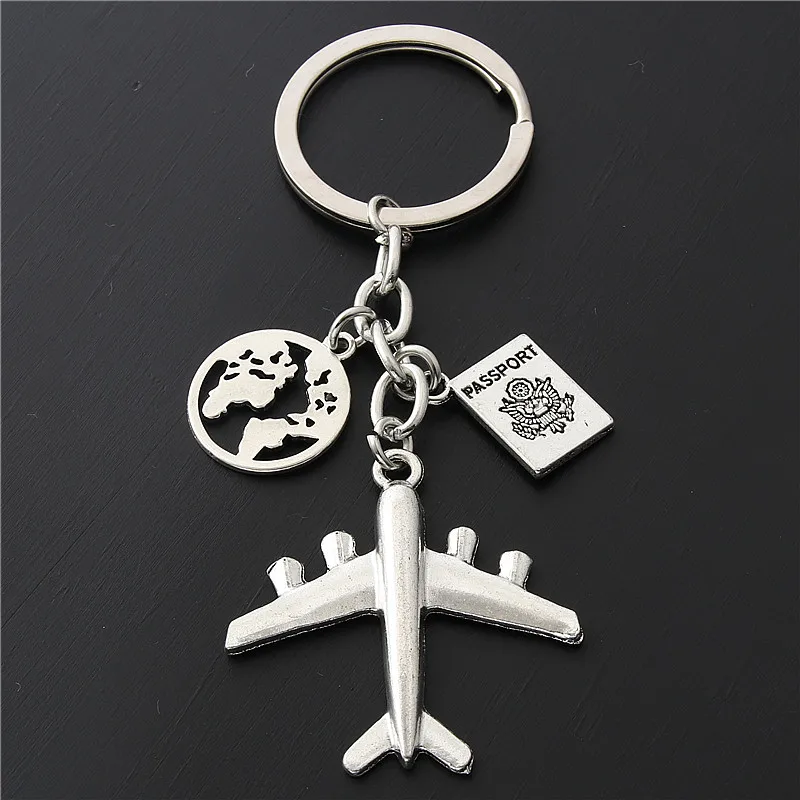 

1PC Earth Airplane Keychains No Matter Where Pendant Travel Keyring Friendship Best Friend Jewelry Diy Handmade