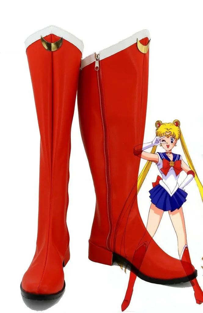 Usagi Tsukino RED Sailor Moon Usagi Tsukino Mercury Mizuno Ami Mars Hino Rei Chibimoon Chibiusa Neptune Kaiou Michiru; обувь для костюмированной вечеринки для взрослых - Цвет: Usagi Tsukino RED