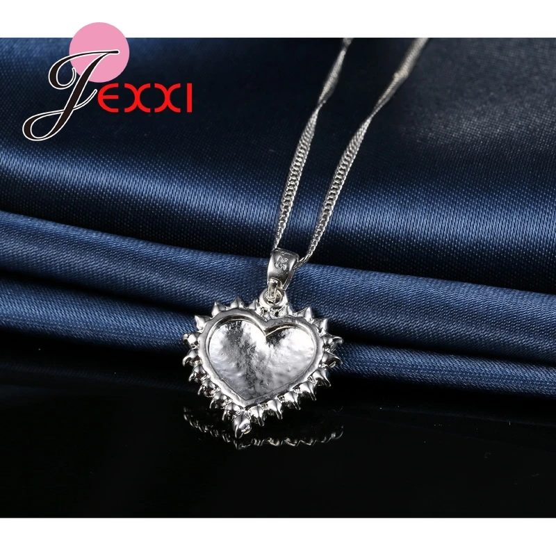 

Women Romantic Luxury Wedding Bridal Jewelry Sets 925 Sterling Silver AAA Cubic Zircon Loving Heart Necklace Earrings Sets