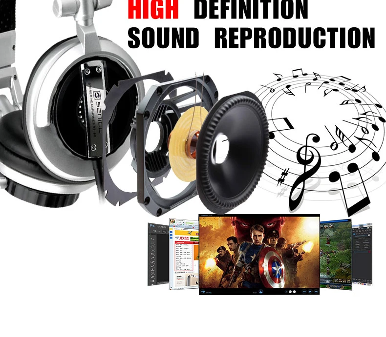 SENICC ST-80 Профессиональный DJ монитор наушники стерео студийная повязка на голову Складная игровая гарнитура с 3,5 мм 6,3 мм разъемом