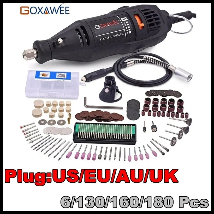 110 V/220 V Мощность инструменты электрические мини-дрель роторная дробилка DIY алмазного бурения полировальная машинка 6/130/180 пк вращающихся инструментов DREMEL аксессуары