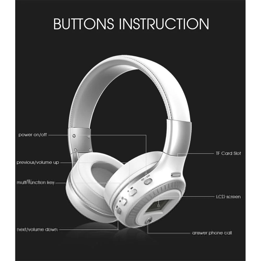 Bluetooth наушники с активным шумоподавлением. Наушники с микрофоном. Качественный бас. Встроенный адаптер SD/TF карты, FM приемник
